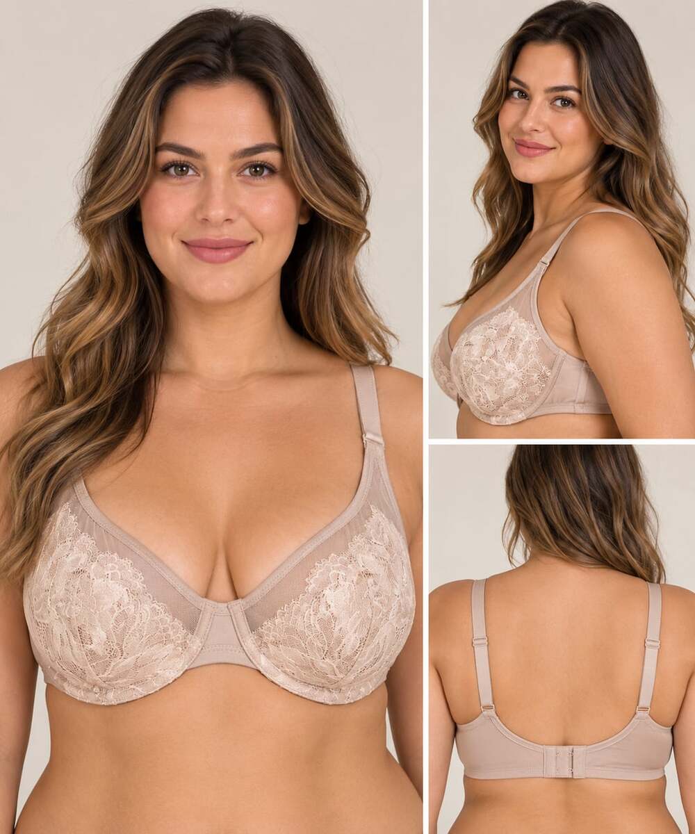 Bali 3386 Underwire Bra Size 38D Beige Lace